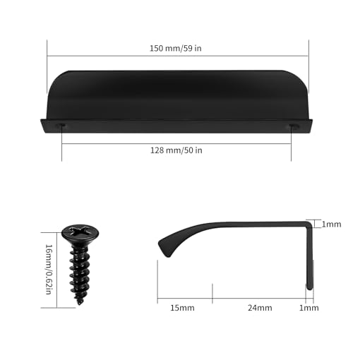 5 Stück Schwarz Möbelgriffe, 150mm Versteckte Schrankgriffe Küchengriffe Schwarz, Aluminiumlegierung Schubladen Griffe für Schranktüren Kleiderschrank Türgriffe Schubladengriffe, mit Schrauben
