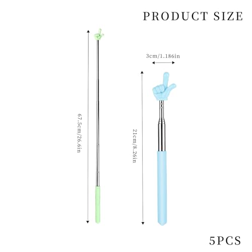 5 Stück Finger Pointer,Zeigestab Ausziehbar,Pointer Finger,Zeigestock,Versenkbare Klassenzimmer Zeiger,Mini Handheld Lehrstift Fingerzeiger,Für Klassenzimmer Persönliche Interaktion(5 Farbe)