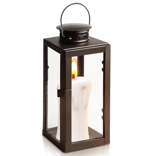 Schwarz Laternen für Draußen,Kerzenlaterne 24cm,Glas und Metall...