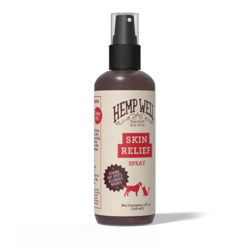 Hemp Well Skin Itch Relief Spray for Dogs and Cats - Hemp Seed Oil, Witch Hazel, Rosemary Oil