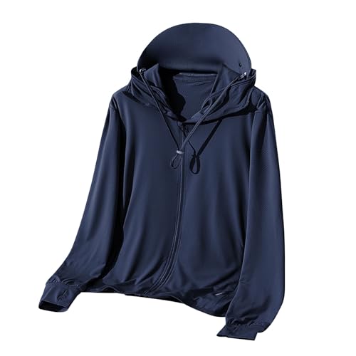 Men UPF 50 Light Jacket Zip Up Hoodie Breathable Long Sleeve SPF Fishing Hiking UV Sun Shirts Sun Protection Clothing