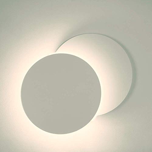 FactorLED Lámpara pared LED 5W blanco, aplique decoración, diseño moderno efecto eclipse, interior casa pasillo hogar dormitorio, Bajo consumo, Luz Cálida 3000K