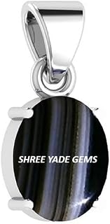SHREE YADE GEMS 4.25 Ratti 3.33 Carat Black Sulemani Hakik Silver Pendant AAA+ Quality Natural Sulemani Hakik/Hakeek (AZ0276) Price In India