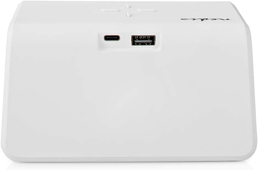 Spate view of the Nedis Alarm Clock showing the USB-C power input and USB-A charging output ports.