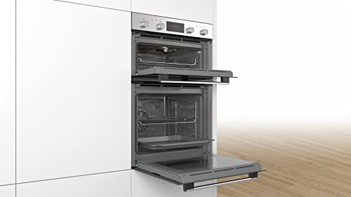 Bosch MHA133BR0B Serie 2 Built-in Double Oven with EcoClean Direct, 3D Hotair and LED display, Stainless steel