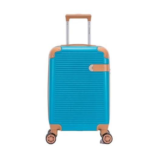 Mala de Viagem de Bordo Nice 10kg Rígida ABS Padrão ANAC com 4 Rodas duplas 360º e Trava de segredo numérico, divisória interna com zíper e elástico de fixação, Azul Turquesa, Santino - ABEV407P15