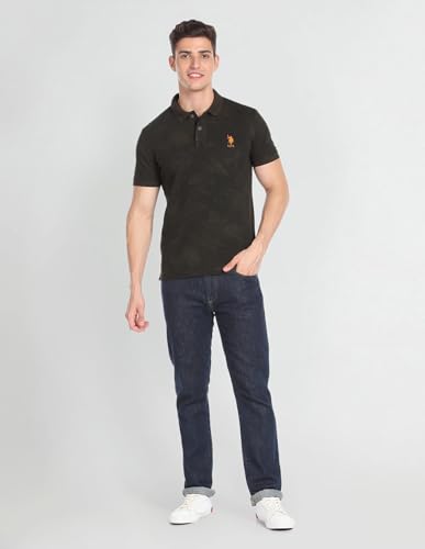 Image of U.S. Polo ASSN. Printed Slim Fit Polo T Shirts for Men - 100% Cotton, Half Sleeves Mens Tshirt