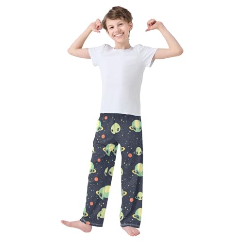 Pajama Bottoms, Aliens Cartoon Pattern Pajamas Pant Lounge Wear Sleep Long Pants Casual Sleepwear Pjs2