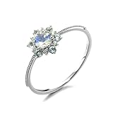 Bishilin Trauringe 750 Echtgold, Damen Ringe Schneeflocke mit Mondstein und Topas Verlobungsringe Nickelfrei Hochzeit Ring Frauen Gr.49