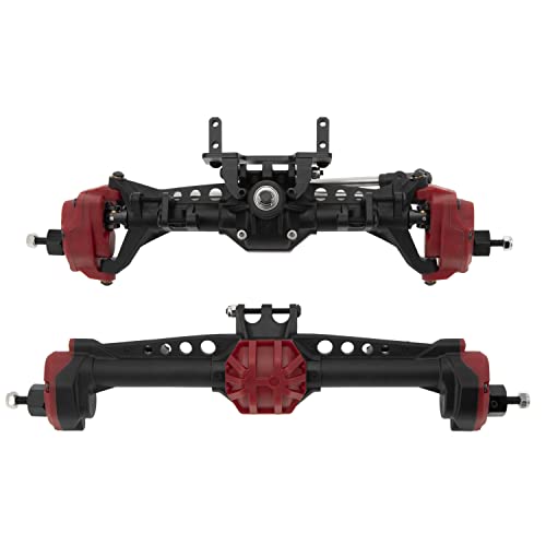 Meus Racing Plastic Nylon Portal Axles Front Rear Axle W/Steel Gears Metal Bearings For Axial Scx10 Scx10 Ii 1/10 Rc Model Car Upgrade Pasrts (Black Red) #TOP2