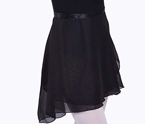Foto von CHENGZI Ballett-Wickelröcke, Chiffon, Tanzrock, Gymnastik, Skate, Ballett, Trainingsröcke für Frauen und Kinder, Schwarz , L