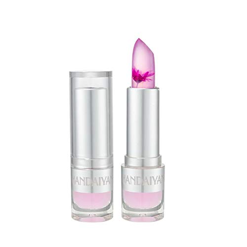 Temperature Change Color Lipstick Rouge a Levre Transparent avec Fleur pas Cher - Lipstick Longue Durée de Changement de Couleur hydrater Brillant Fleur Baume à Lèvres Soin des Lèvres Cover