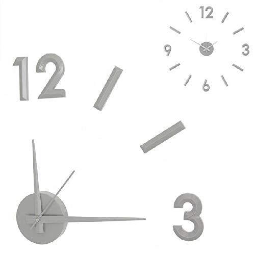 Dcasa Adhesivo Bisel Pared Relojes de Chimenea Decoración del hogar Unisex Adulto, Gris (Gris), única