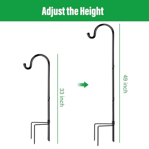 Image of GOFORWILD 4 Pack 49 Inch Shepherd Hooks for Bird Feeder Outdoor | Made of Premium Metal for Garden Decor, Plant Hanger, Lantern Hook, Solar Light Hanging and Wedding Decor