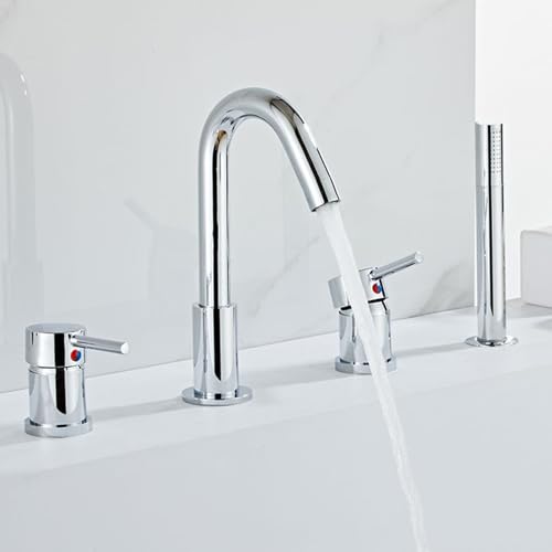 Mitigeur de bain-douche 4 trous avec robinet de baignoire rotatif à 360°