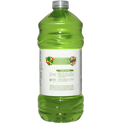 Sanol - Desinfetante Líquido para uso Geral, Extratos Naturais, Hortelã & Sálvia, Verde, 2 Litros