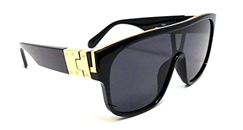 Dweebzilla Oversized Thick Bold One Piece Shield Lens Luxury Aviator Sunglasses