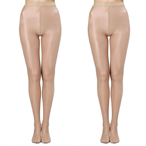 Medias brillantes de danza 70D talle alto con silicona antideslizante pack de 2 pares