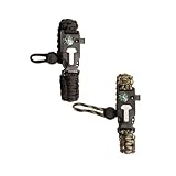 Bushcraft Survival Paracord Bracelet and 5-in-1 Multi Tool Camping Gear - Includes Compass, Whistle, Wire Saw, Fire Starter and 10' Braided Paracord (Black/Green)