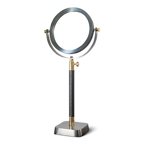 Aluminum Leather One Side Tabletop Vanity Mirror (DH8025) | Height Adjustable Mirror for Makeup | Vanity Table Mirror.