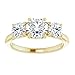 LOVE BAND Three Stone Moissanite Engagement Ring Round Cut 1CT-4CT Handmade Solitaire VVS1 10K 14K 18K Gold & 925 Sterling Silver Anniversary Christmas Gift For Her (Yellow, Main Stone : 4.00 Carat)