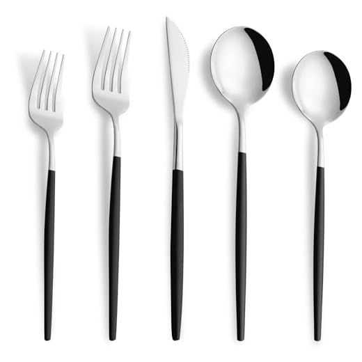 Joincook 40 Piece Black Silver Silverware Set,Stainless Steel Flatware Cutlery Set Service for 8 Including Forks Spoons Knives,Utensil Set,Tableware for Home and Restaurant, Dishwasher Safe