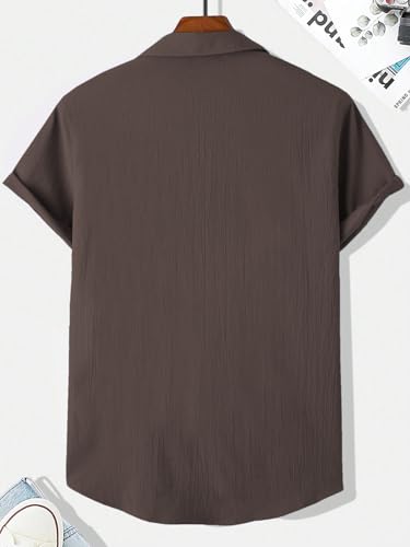 Image of TAGDO Men's Regular Fit Textured Fabric Shirts | Camp Collar & Short Sleeve Button-Down Shirt for Man | Comfortable with Smart Casual Look, Summer Beachwear (5171)