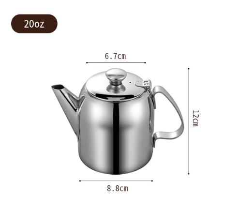 Stainless Steel Teapot 0.5L (20oz) - Coffee Pot Teapot Stainless Steel Cold Water Pot Short Water Outlet, Suitable for Dining Room, Meeting Room, Living by Smowfes - Image 2