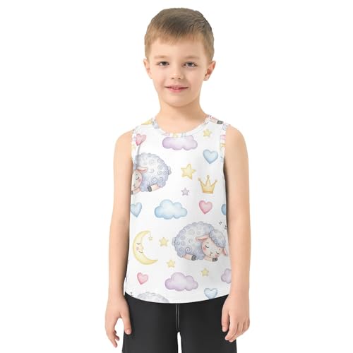 J JOYSAY Cartoon Goat Cloud Star Boys Tank Top Sleeveless Muscle Shirts Quick Dry Active Workout Sport Kids T-Shirts 3-15T2