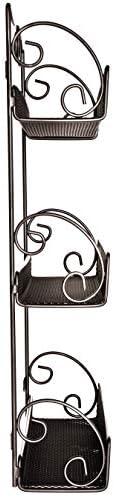 Amtido Spice Rack Wall Mounted 3 Tier Cupboard Door Organiser - Kitchen Cabinet Or Wall Mount - Hardware Included - Measures 28.8cm x 9.1cm x 44.5cm Bronze
