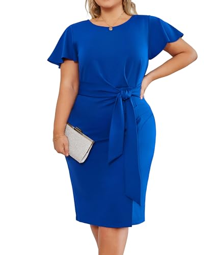 Hanna Nikole Vestido de fiesta grande para mujer, manga corta, ta...