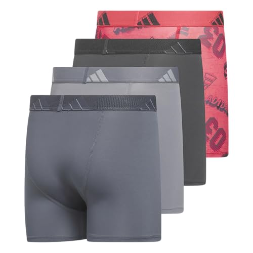 Image of adidas youth Performance Microfiber Boxer Briefs (4-pack Or 3-pack) Kids Graphic Underwear