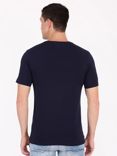 Image of Macroman M-Series Smartz Basics Half Sleeve Round Neck Stretch T-Shirt for Men, Cotton Blend (Pack of 1)