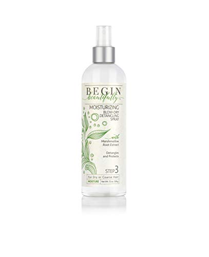 Begin Beautifully Moisturizing Blow-Dry Detangler Spray - Leave In Spray for Natural and Curly Hair that is Hydrates and Detangles
