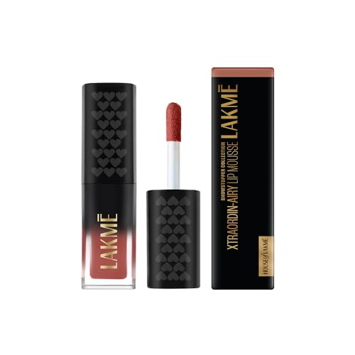 Lakme Xtraordin-Airy Lip Mousse, Velvet Matte Finish, with air-light texture, enriched with cocoa butter for nourished & moisturised lips, Liquid Lipstick – Chocolate Temptation (1.8g)