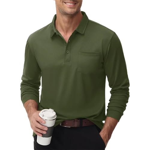 Polo de golf chic manches longues pour homme avec sa poche de poitrine élégante