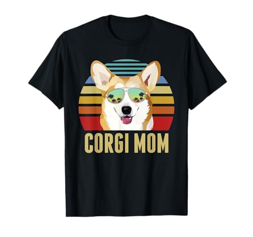 Corgi Dog Mom Vintage Retro Sunset Beach Vibe Mothers Day T-Shirt