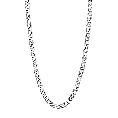 U7 Cuban Link Chain Necklace, Stainless Steel/Black/Gold Plated Chunky Curb Chain Necklace for Men Women, 14-30 Inches, 3/6/9/12 mm Width 14 Inches b.