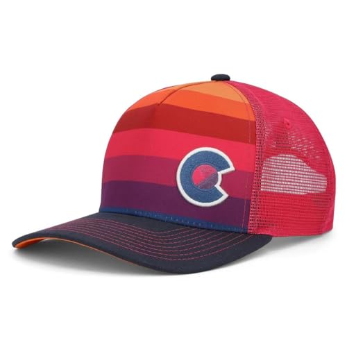 Colorado Trucker Hats for Men & Women - Custom Juicy Fader Style Ballcap with Snapback, Versatile & Conscious Outdoor Cap Red