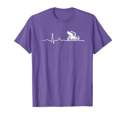 Sprint CAR Racing: Sprint Car Racing Heartbeat T-Shirt, Men, Purple Heather, 3X-Large