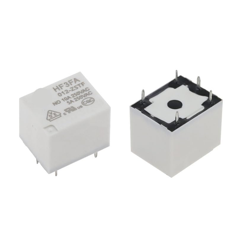 Relay HF3FA-012-ZSTF 12V de 5 pines y 10A para control de energía en circuitos electrónicos