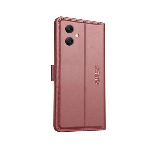 Image of AIBEX Compatible for Samsung A05 / Samsung F05 / Samsung M05 Flip Cover Leather Finish | Inside TPU with Card Pockets | Wallet Stand | Complete Protection Flip Case - Brown