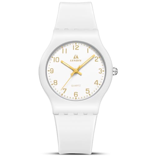 LN LENQIN Uhren Damen Wasserdicht für Frauen Analog Quarz Damen Uhr Silicone Strap Kinder Uhr