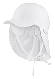 Sterntaler Schirmmütze Nacken - Unisex Baby- und Kinder Mütze mit Nackenschutz und einsteckbaren Ohrenklappen - UV-Schutz 50+ Sommermütze zum Binden - Popeline (Bio) Kopfbedeckung - weiß, Größe 43