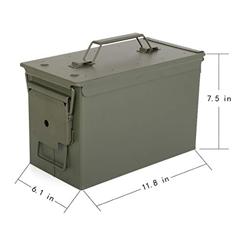 HARDROCK Waterproof Ammo Cans Metal –Army Green Ammo Box Steel –for Shotgun Rifle Nerf Ammunition (50 Cal)