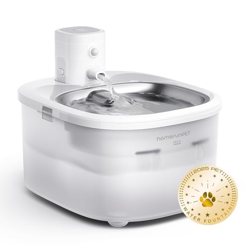 Homerunpet Cat Water Fountain Stainless Steel Tray - 2.5L/84oz Battery