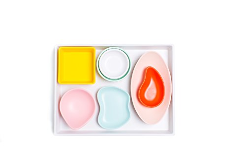 Sugar & Cloth White Melamine Tray and Multicolor Condiment Cups Set, 8 Pieces