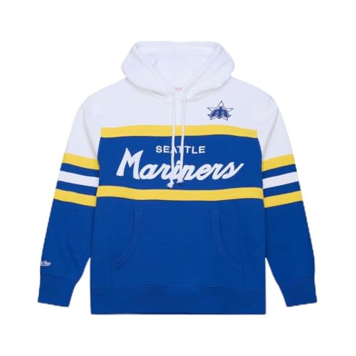Mitchell & Ness Mens Seattle Mariners Head Coach Pullover Hoodie (US Alpha Large Regular Regular Blue)
