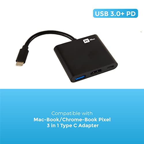 Image of 3-in-1 USB Type-C to HDMI Adapter with USB 3.0 & PD Charging Port | Type C to HDTV 4K Converter | Compatible with MacBook, Chromebook Pixel & Other Type-C Devices
