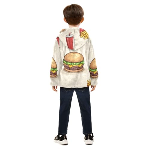 Fast Food Girls Fleece Jacket Girls Fall Jacket Girls Zip Up Hoodie Girls Sherpa Jacket 2-10T4